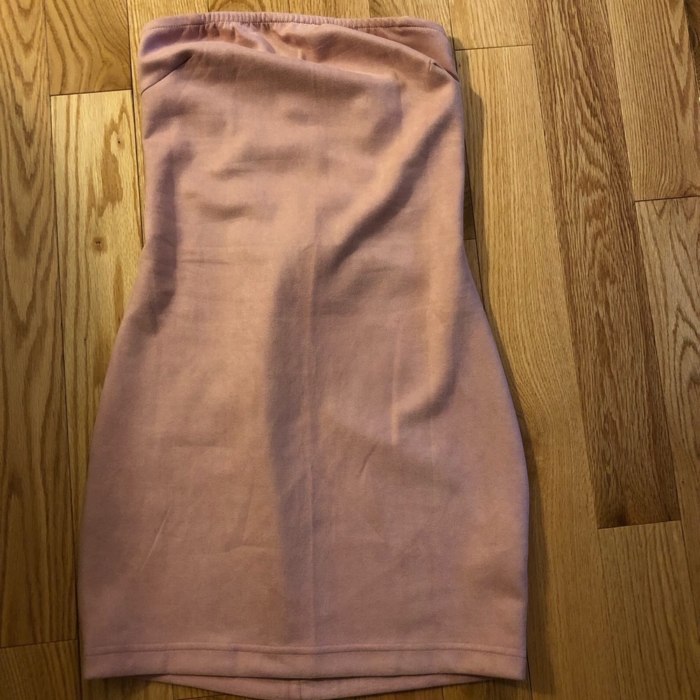 Strapless pink suede dress - Picture 4 of 7